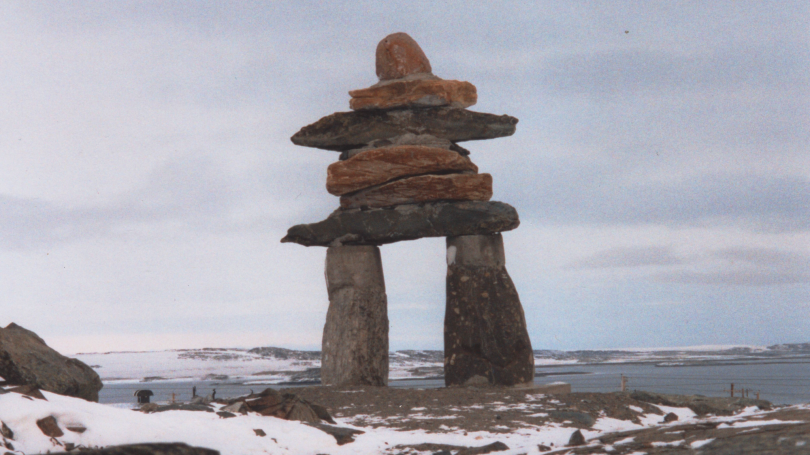 Photo of a Inuksuk in Rankin, Canada.