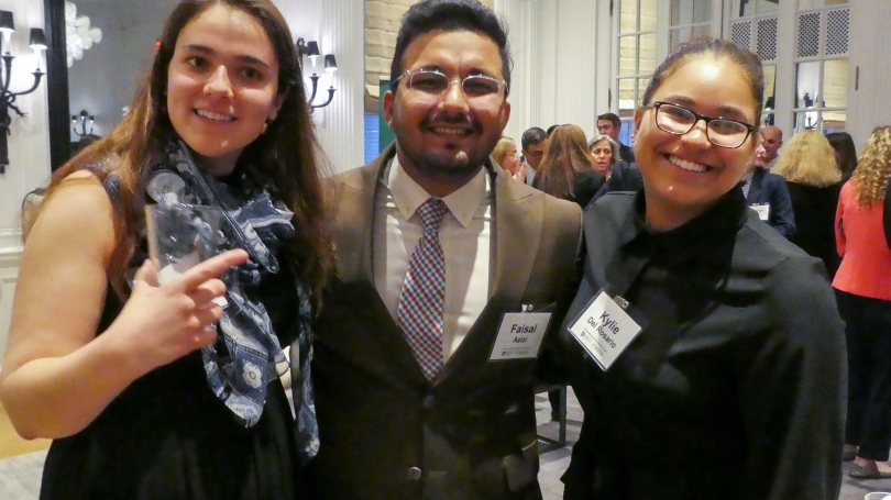 Babette Kania '23, Faisal Aizi '24 and Kylie Del Rosario, '24 at the 2nd Annual Dartmouth International Security Conference in Washington, DC. 