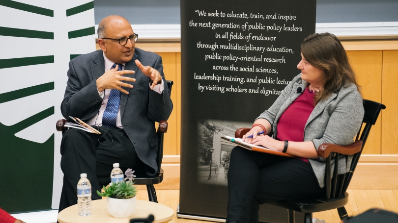 Indian academic Pratap Mehta in conversation with Victoria Holt of the Dickey Center 