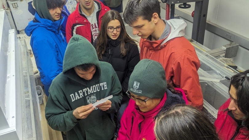 Students crowd into the Ice Core Lab at Dartmouth